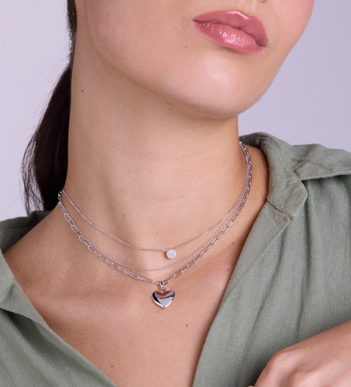 Heart Necklace in Rhodium Plating on 925 Silver - Ash & Harry