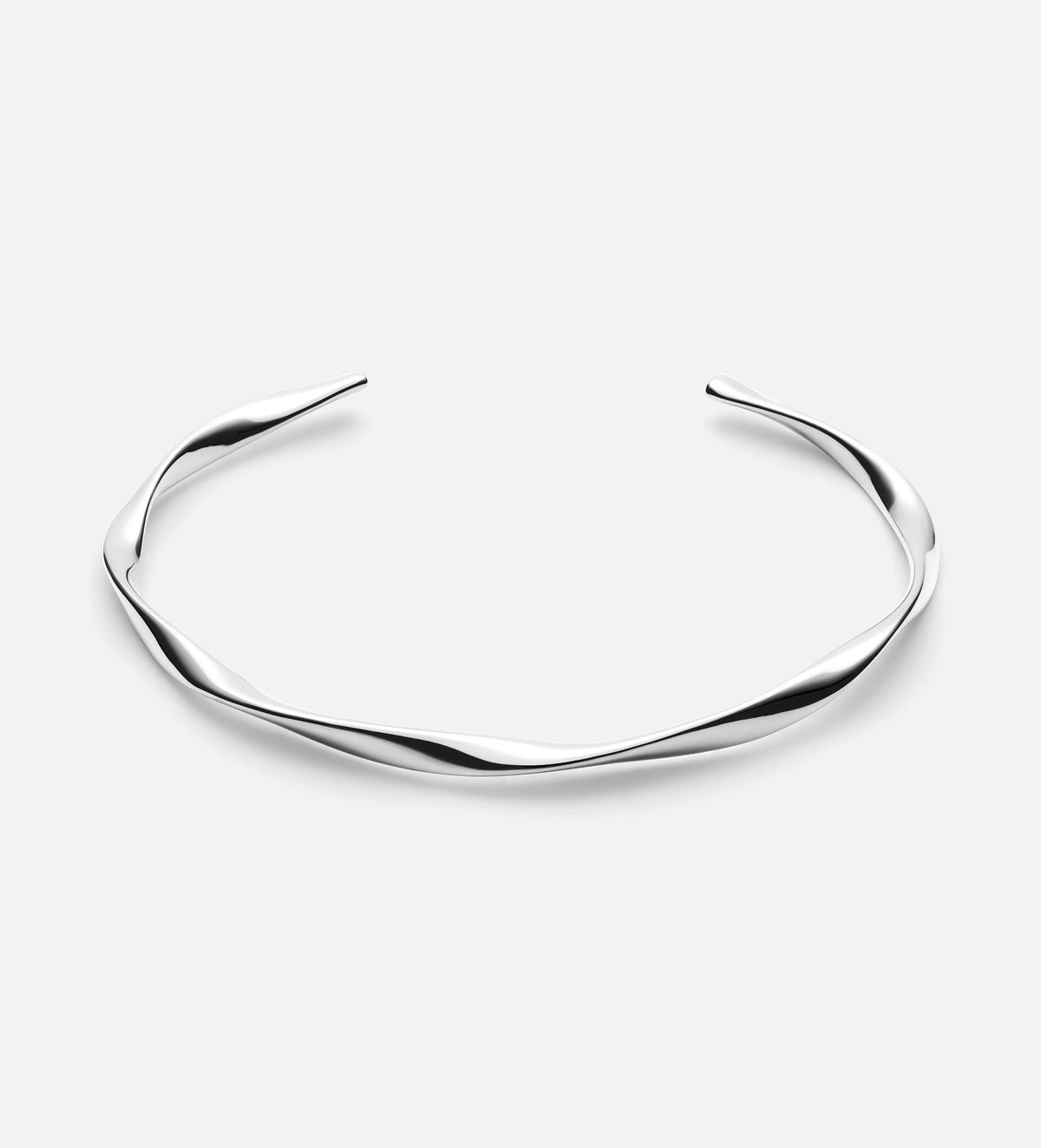 Ripple Wave Cuff Bracelet in Rhodium Plating on 925 Silver - Ash & Harry