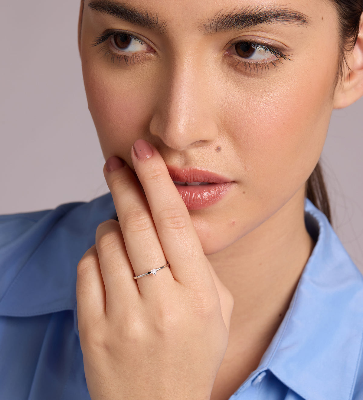 Luna Stacker Ring in Rhodium Plating on 925 Silver - Ash & Harry