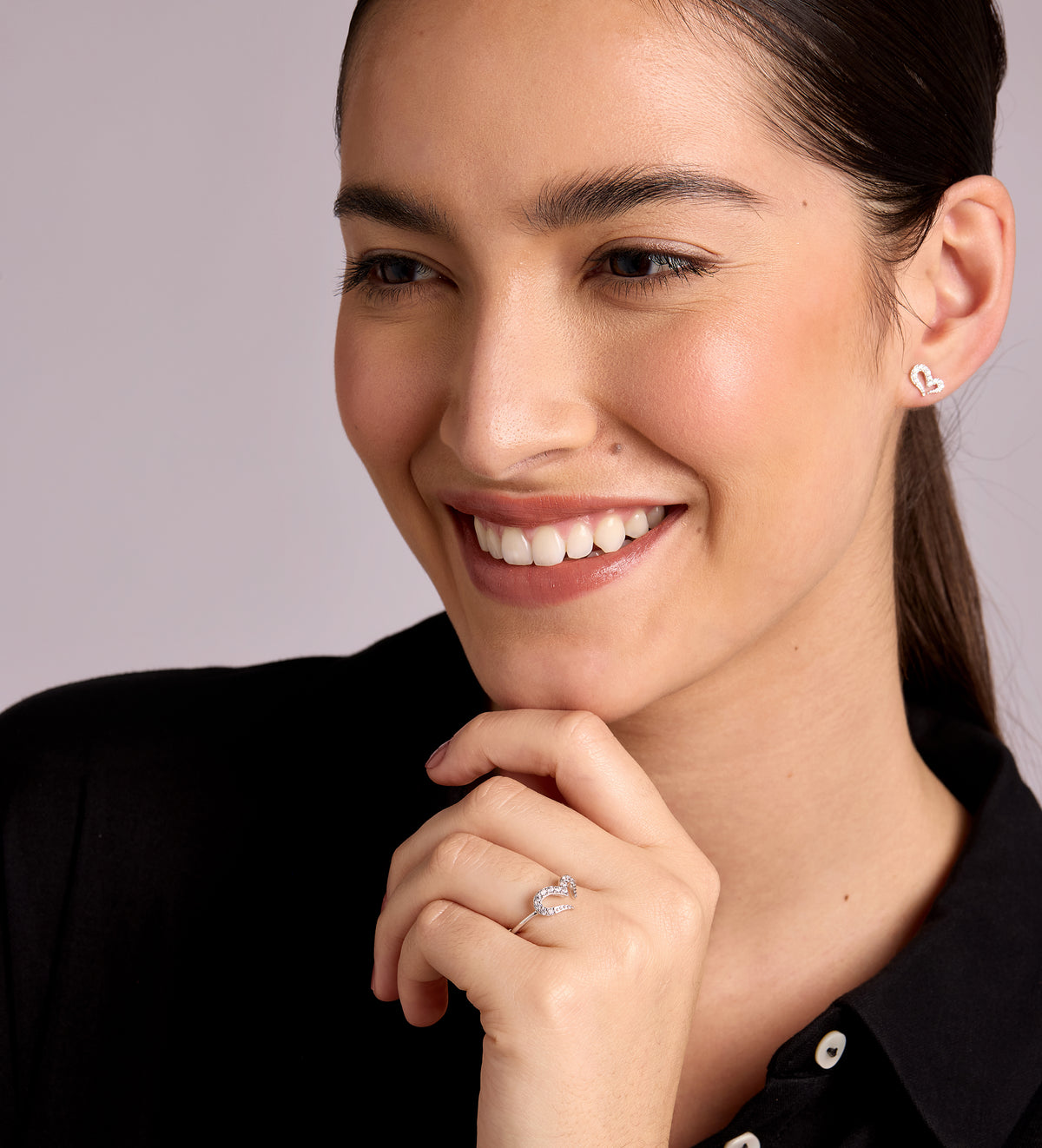 Pave Heart Earrings in Rhodium Plating on 925 Silver - Ash & Harry