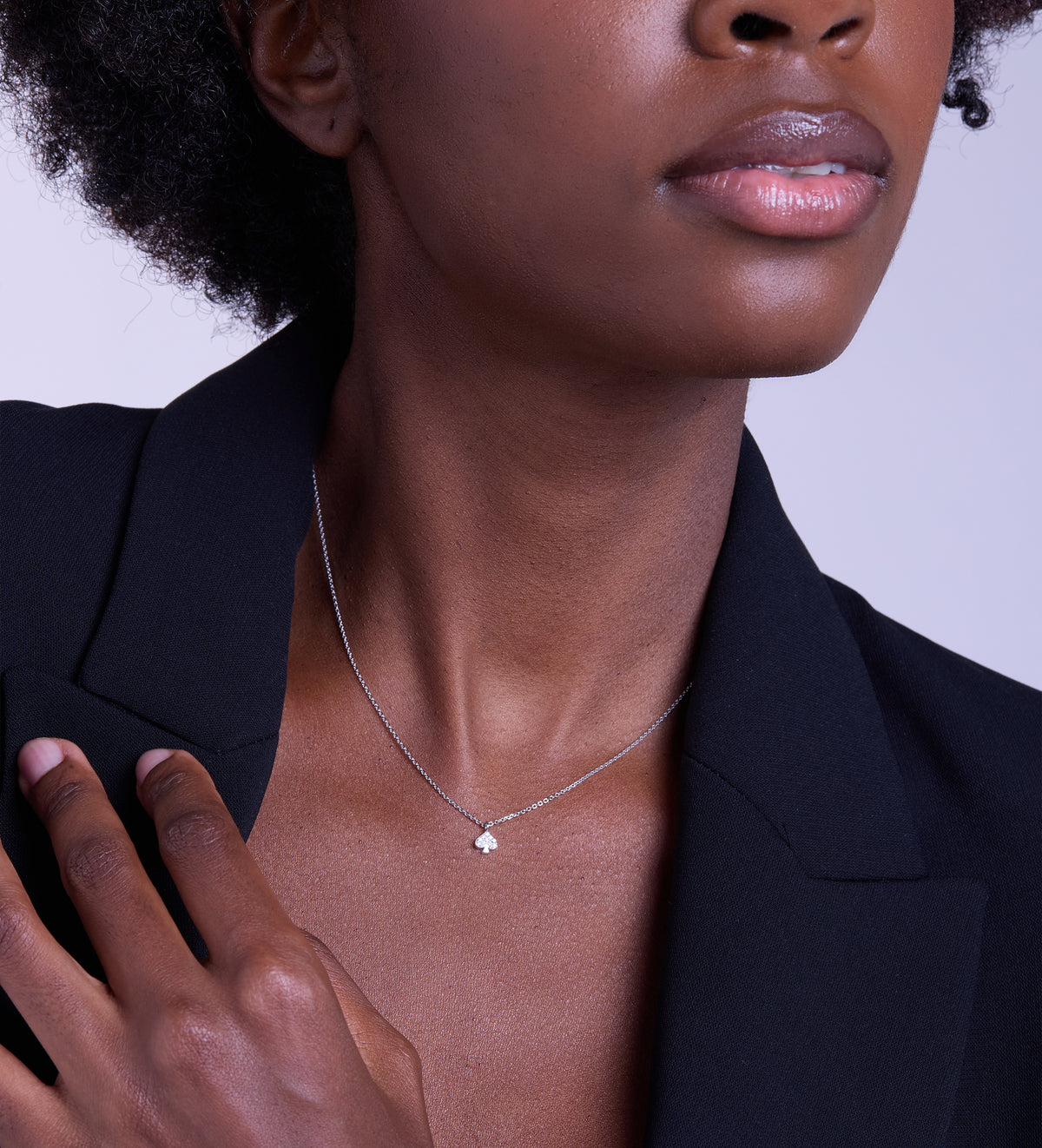 Pave Spade Necklace in Rhodium Plating on 925 Silver - Ash & Harry