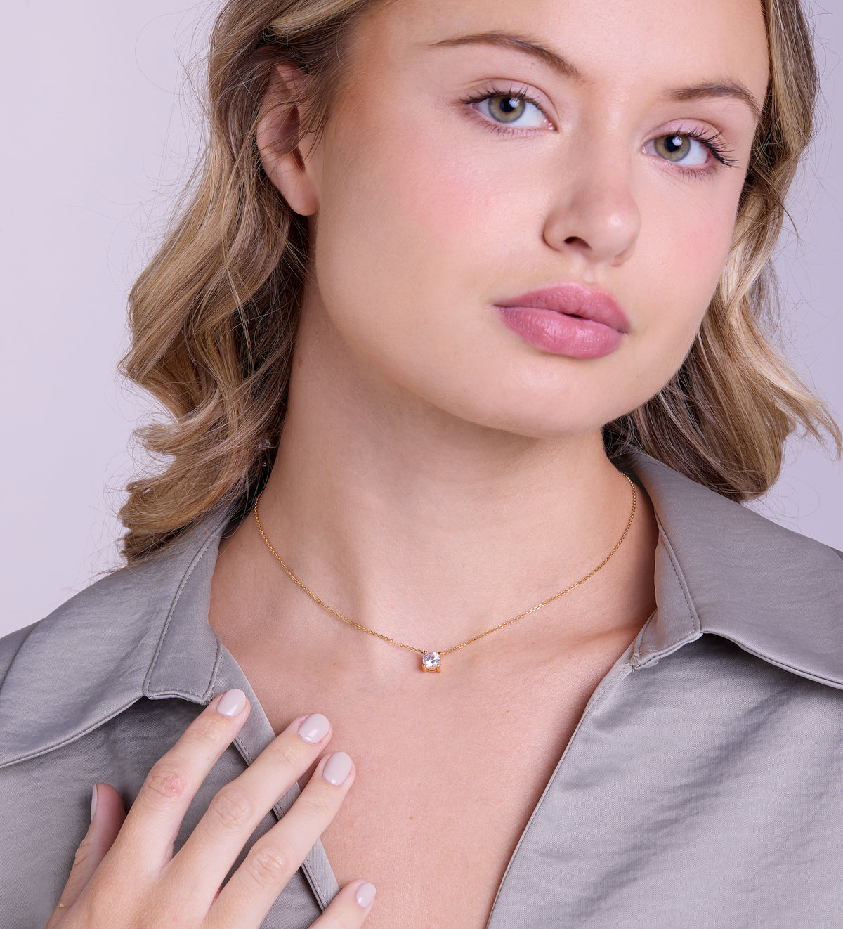 Solitaire Pendant Necklace in 18k Gold Plating on 925 Silver - Ash & Harry