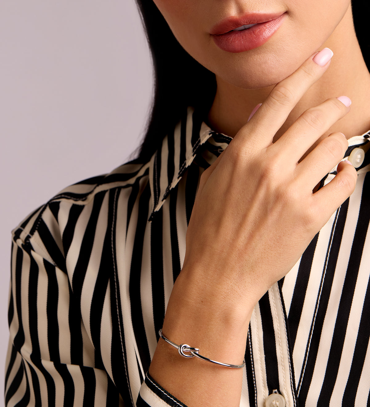 Knot Cuff Bracelet in Rhodium Plating on 925 Silver - Ash & Harry