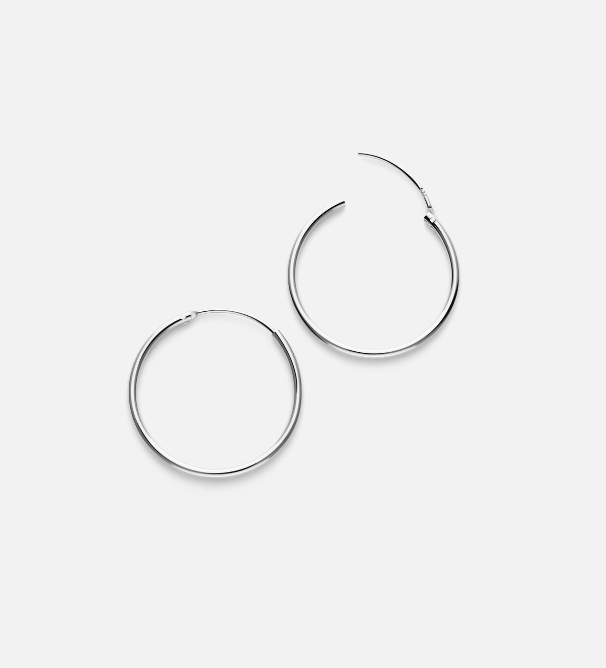 Thin Large Hoops in Rhodium Plating on 925 Silver - Ash & Harry