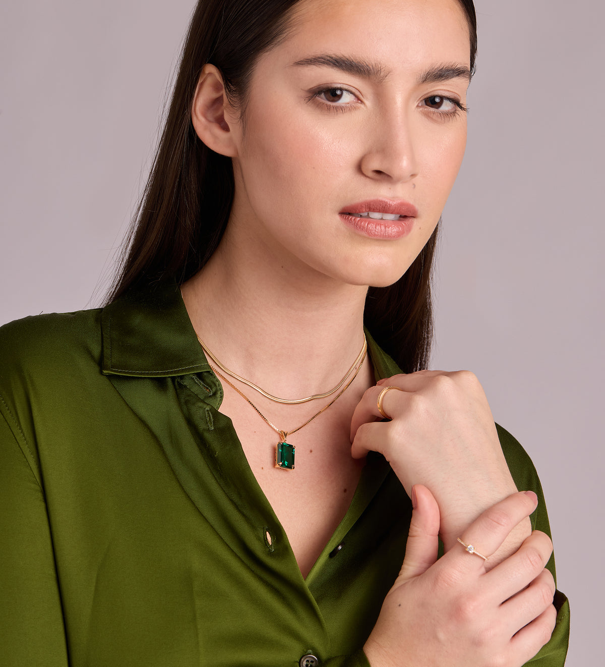 Emerald Cut Pendant Necklace in 18k Gold Plating on 925 Silver - Ash & Harry