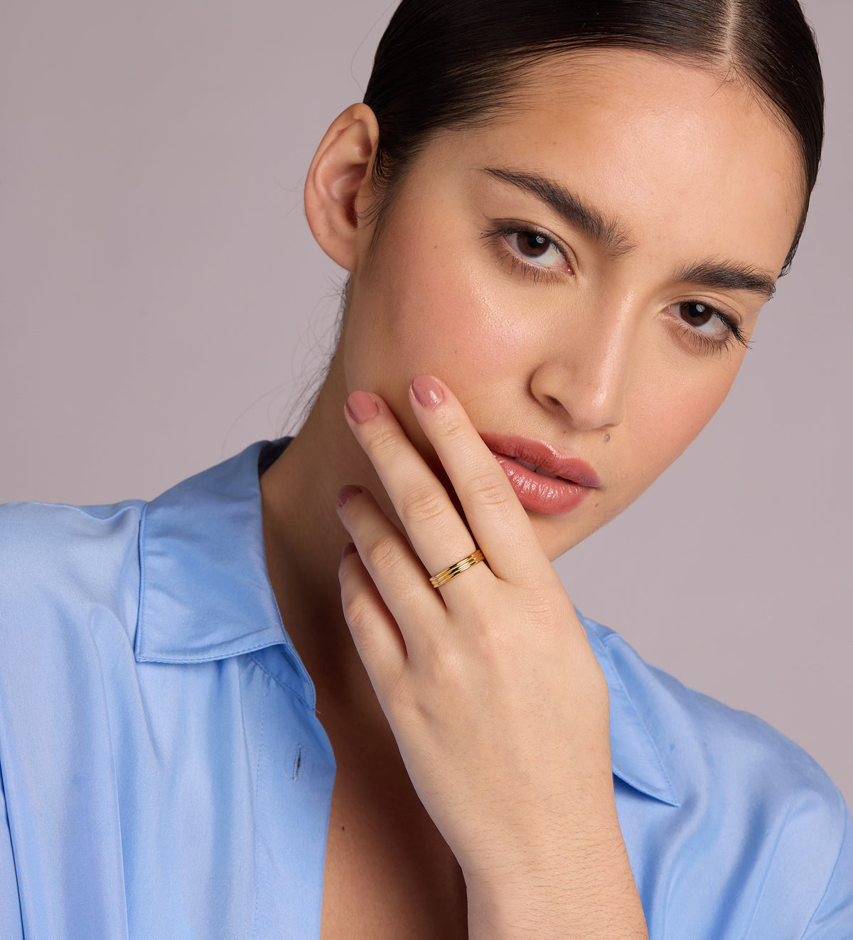 Trio Band Stacker Ring in 18k Gold Plating on 925 Silver - Ash & Harry