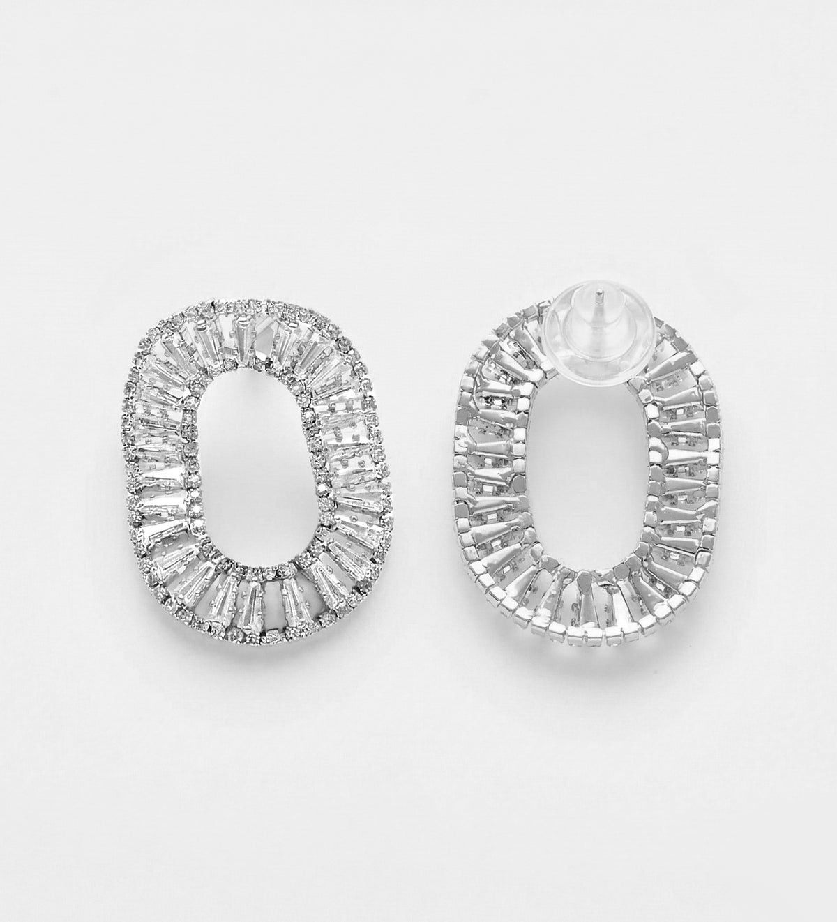 Baguette Oval Drop Earrings With High Quality Simulated Diamonds - Ash & Harry