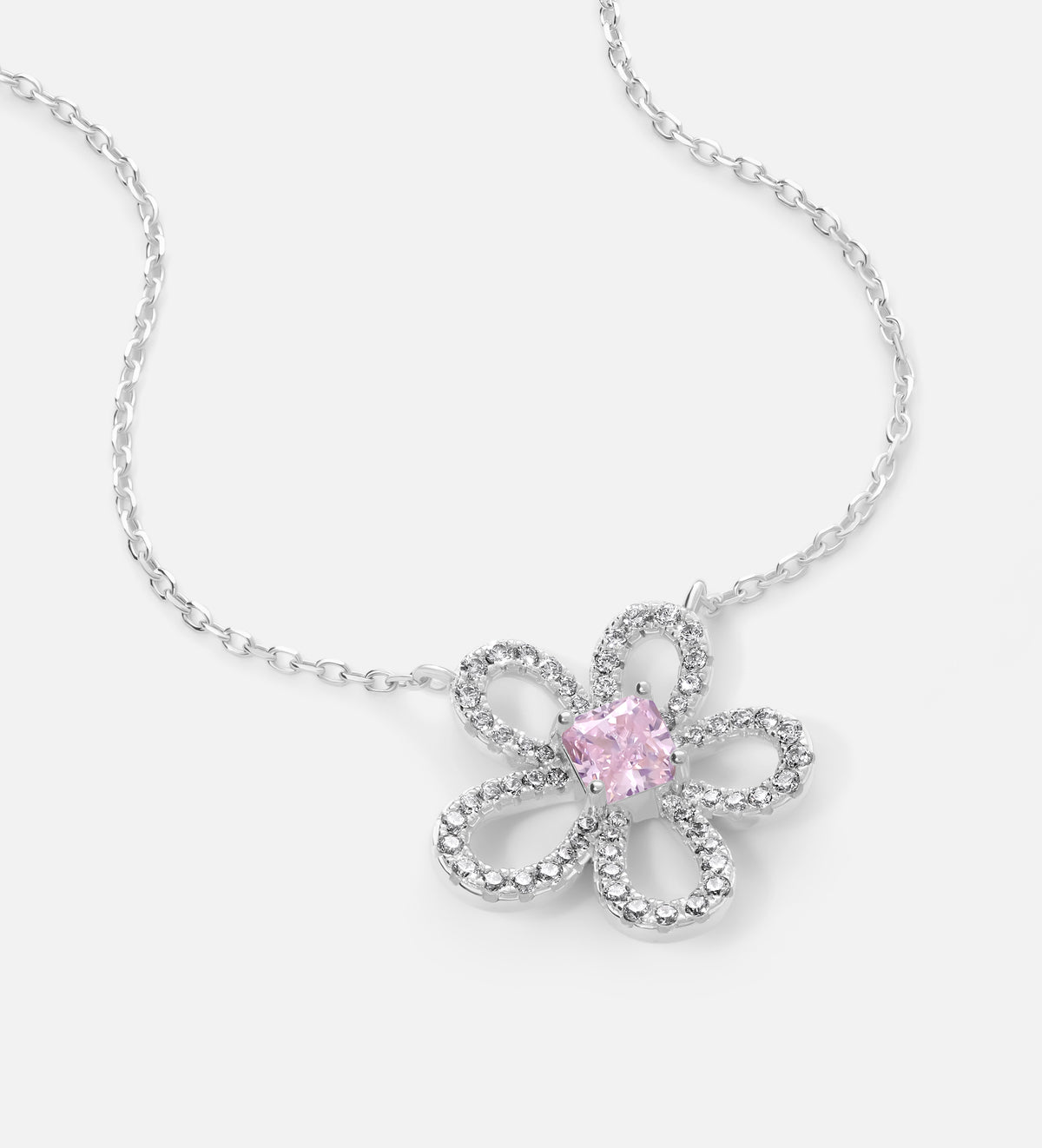 Blush Petal Pendant in 925 Silver with High - Quality White Simulated Diamonds - Ash & Harry