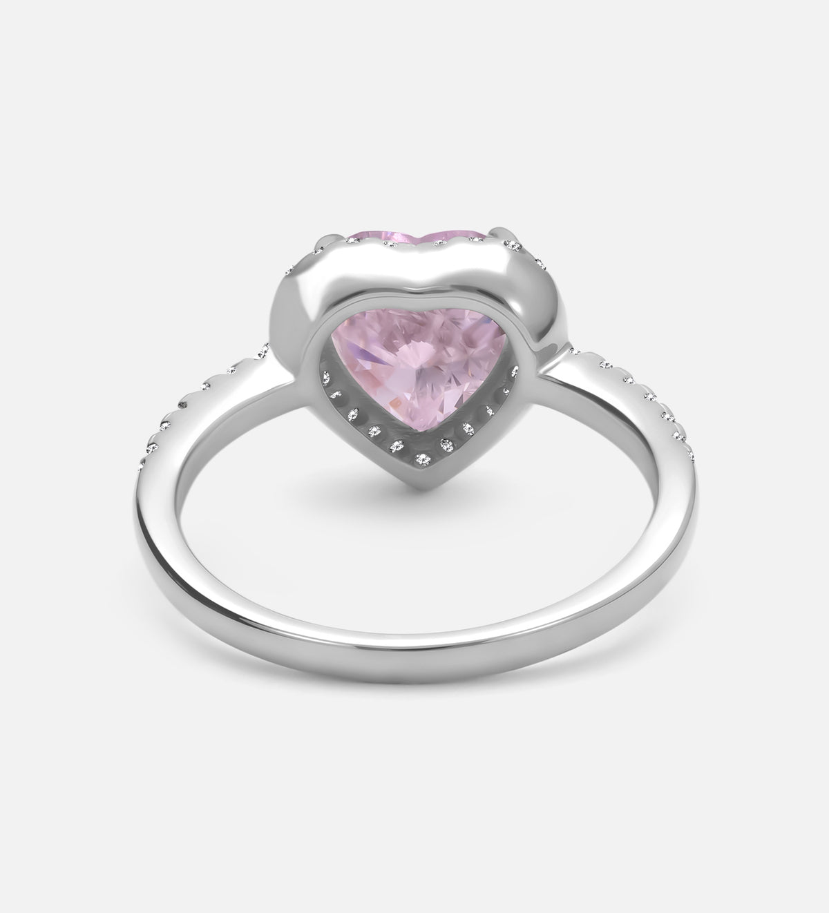 Blushing Heart Halo Ring in 925 Silver with High - Quality Pink and White Simulated Diamonds - Ash & Harry