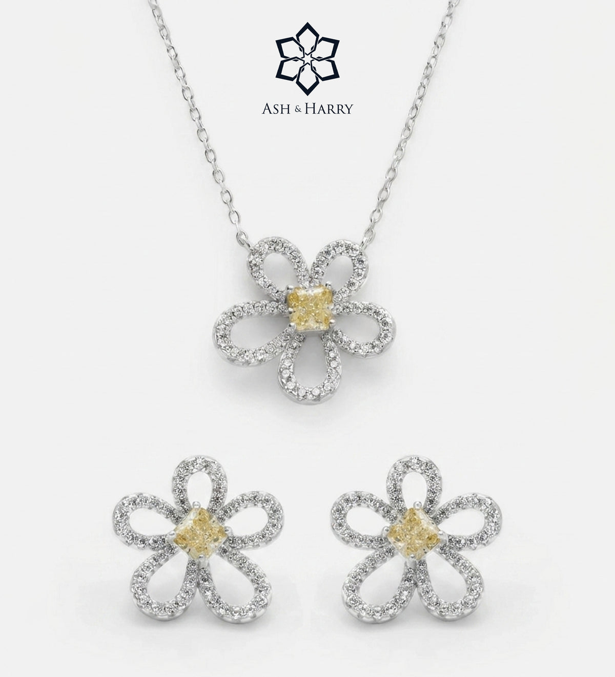 Canary Bloom Set in Silver - 2 Items - Ash & Harry