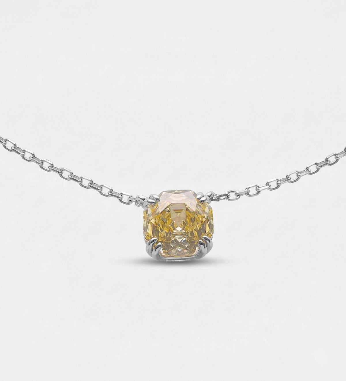 Canary Rose Glow Necklace in 925 Silver with White and Crafted Canary Simulated Diamonds - Ash & Harry