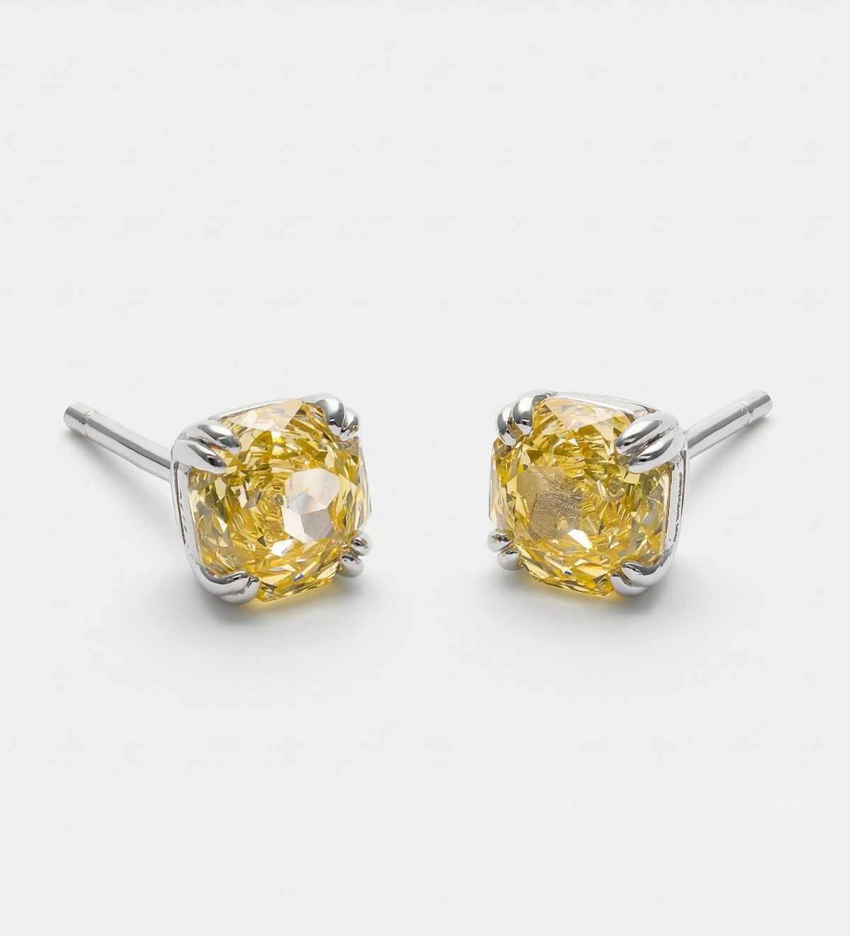 Canary Rose Glow Studs in 925 Silver with High Quality Simulated White and Crafted Canary Diamonds - Ash & Harry