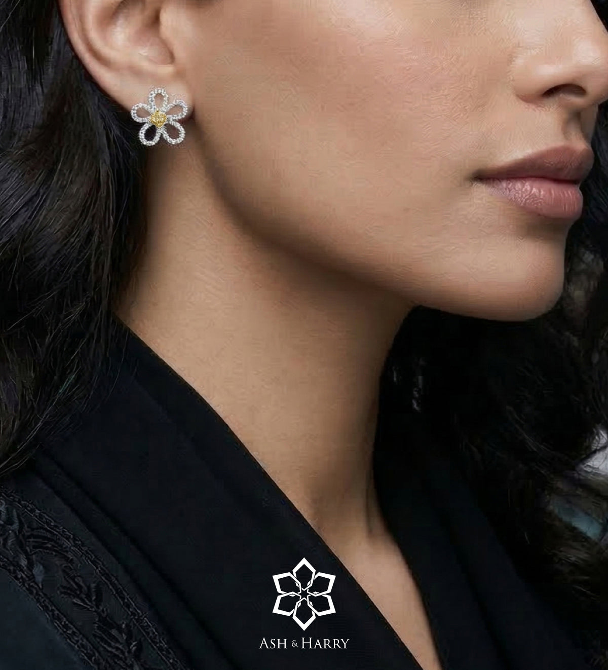Canary Bloom Earrings in 925 Silver with High Quality Simulated White and Crafted Canary Diamonds - Ash & Harry