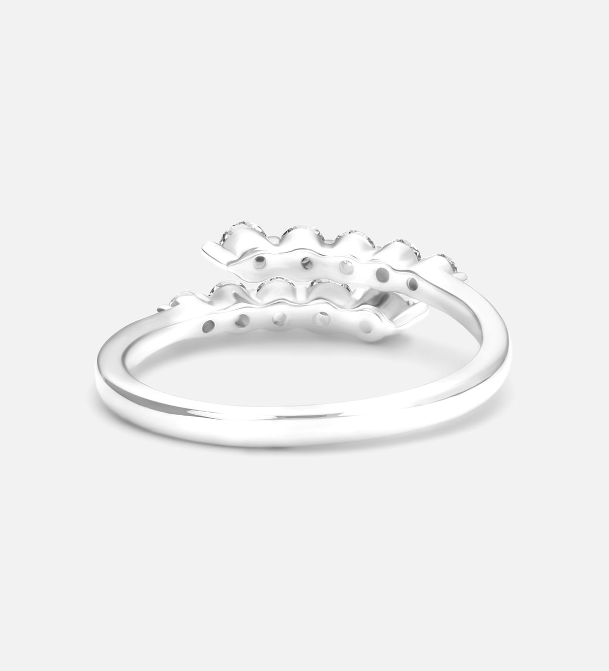 Crossover Radiance Ring in 925 Silver with High - Quality White Simulated Diamonds - Ash & Harry