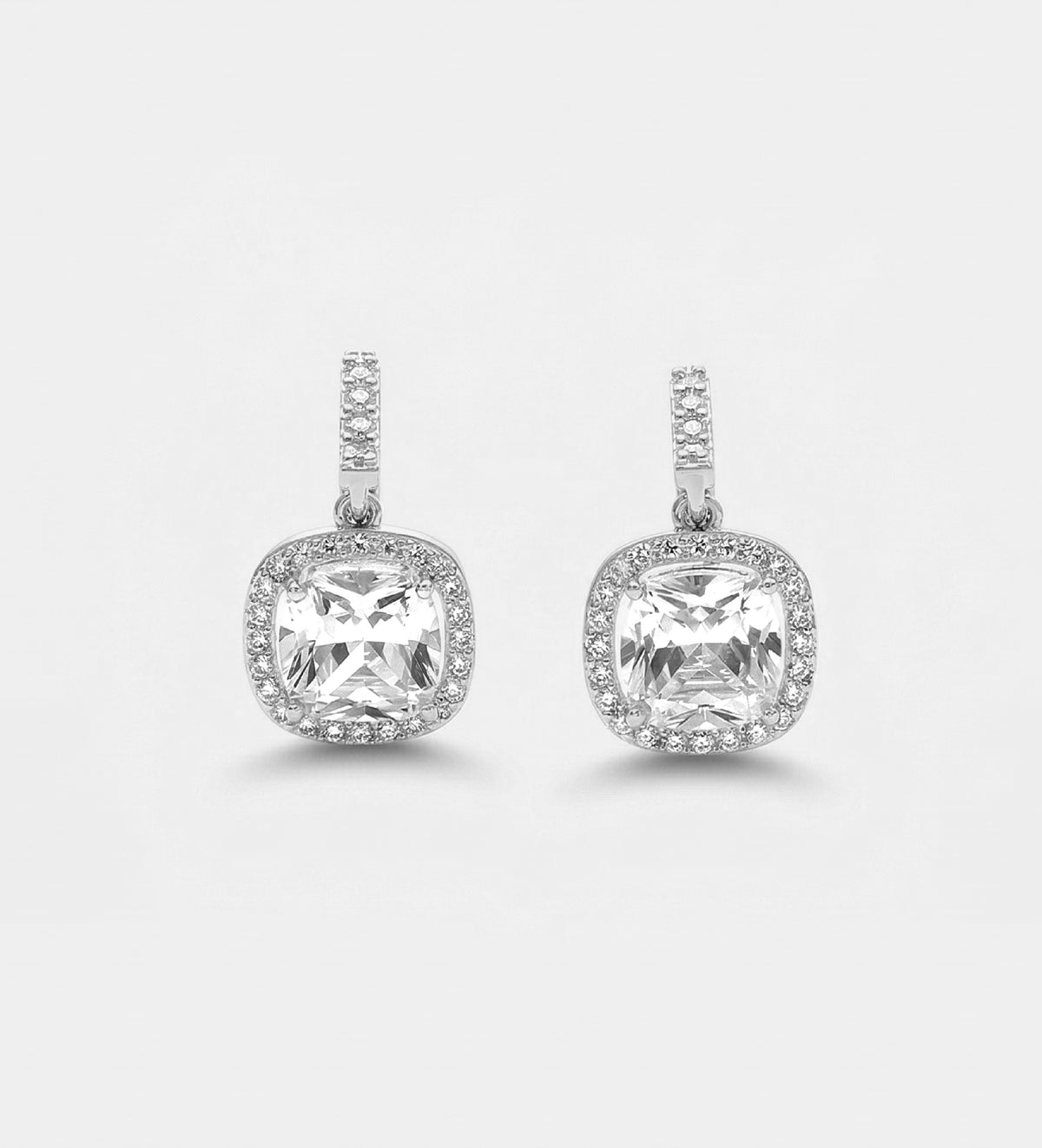 Crystal Pillow Drops Earrings With High Quality Simulated Diamonds - Ash & Harry