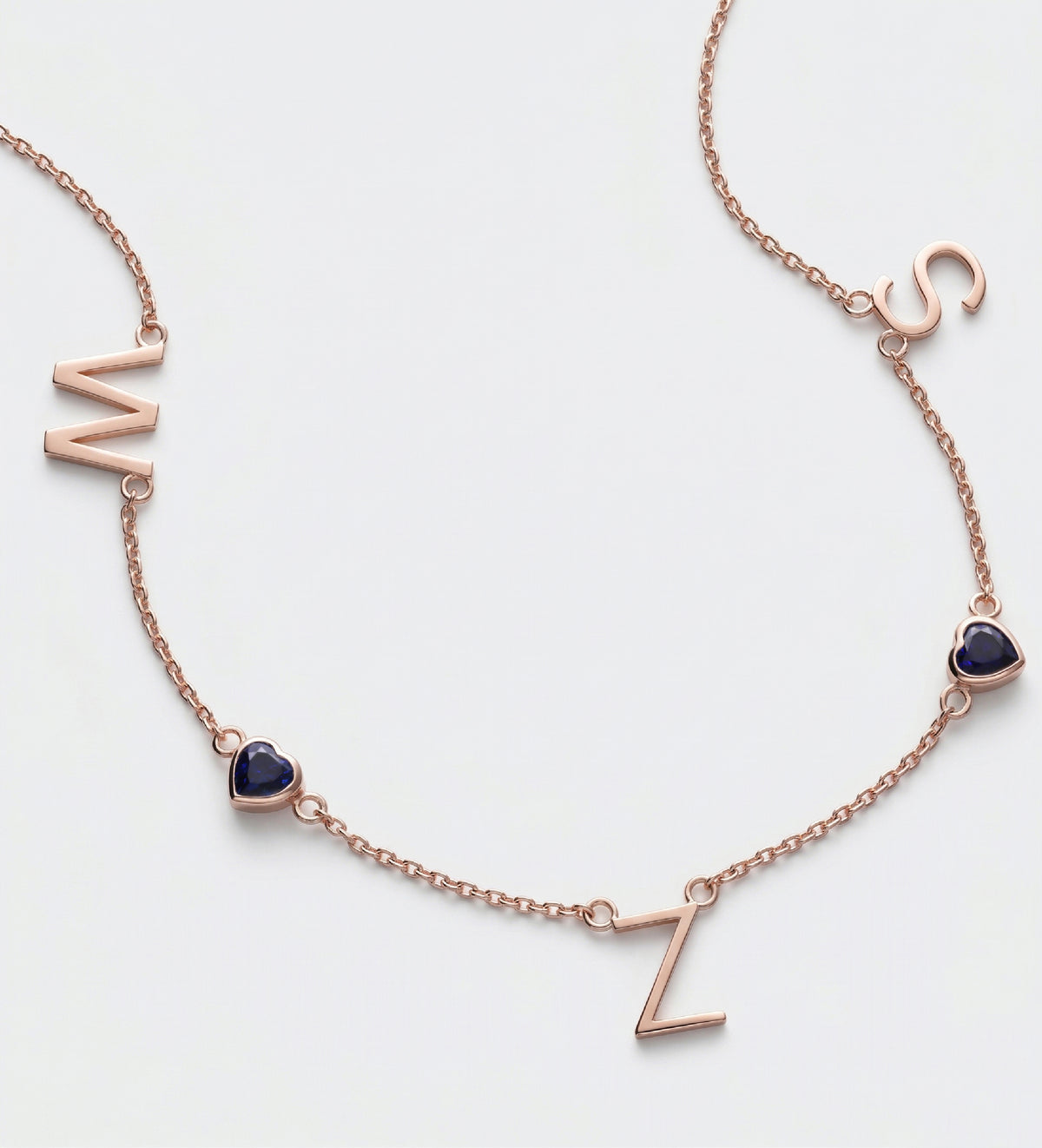 Eden Initial Necklace With 0.2ct Heart Shaped Lab Crafted Gemstone in 18K Rose Gold Plating on 925 Silver - Ash & Harry