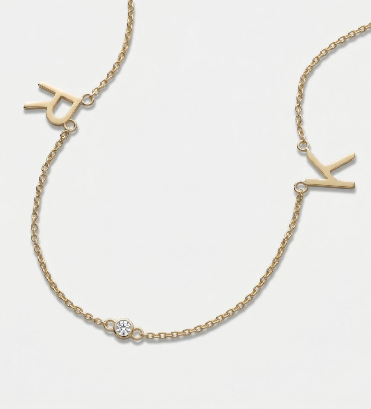 Eden Initial Necklace With Lab Diamond in 18K Gold Plating on 925 Silver - Ash & Harry