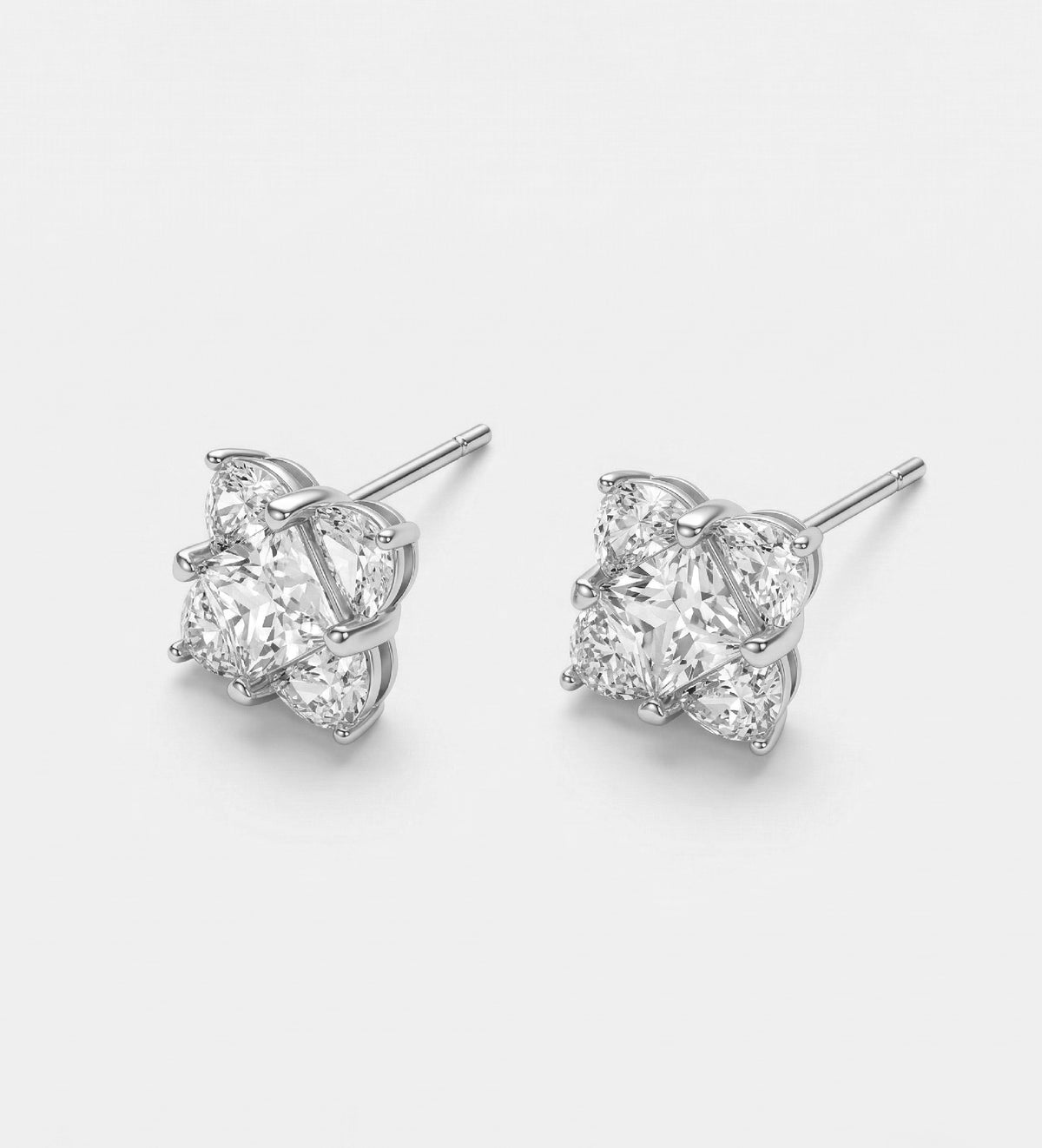 Four Point Clover Studs With High Quality Simulated Diamonds - Ash & Harry