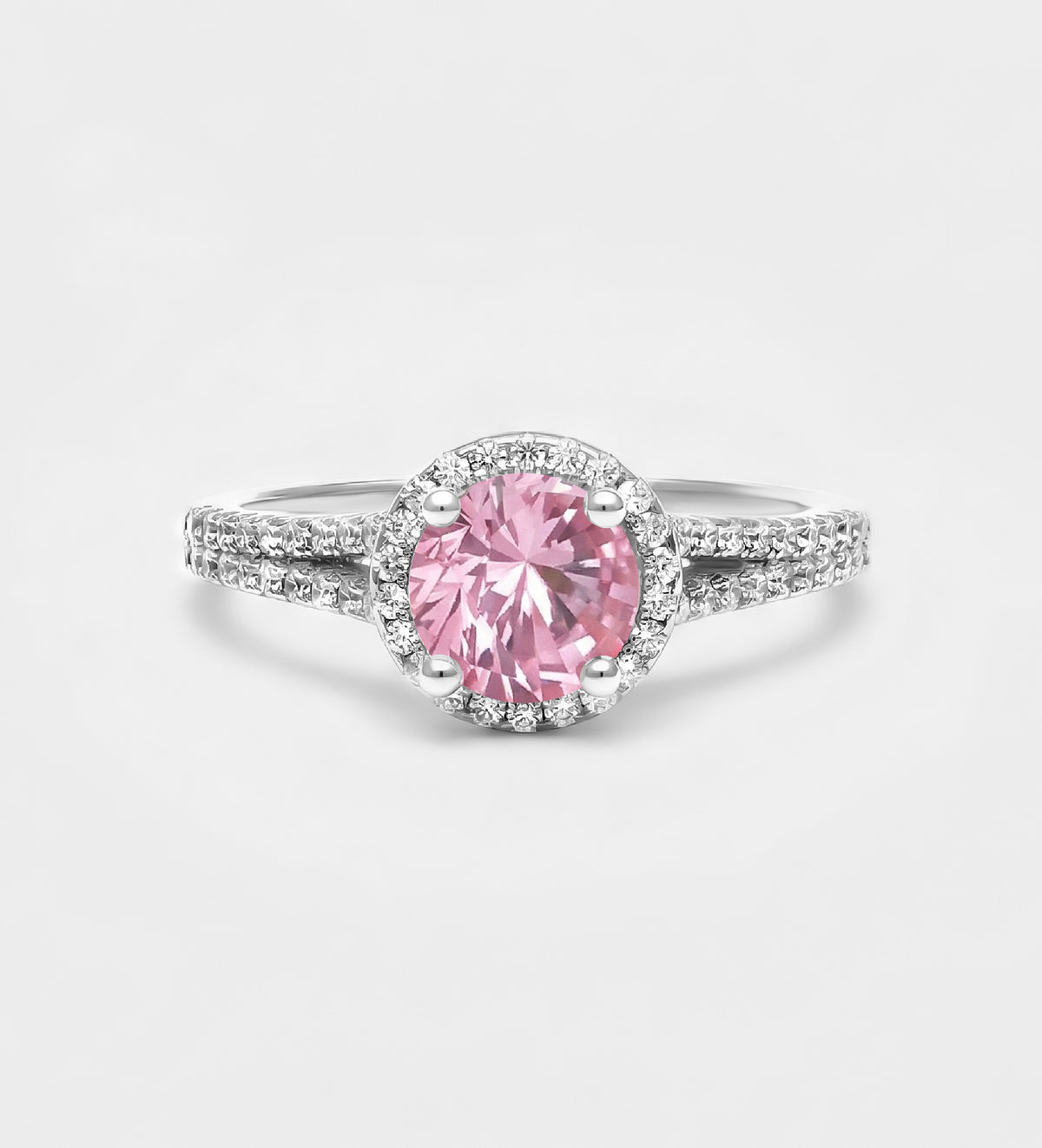 Frosted Sakura Ring in 925 Silver with High - Quality White and Pink Simulated Diamonds - Ash & Harry