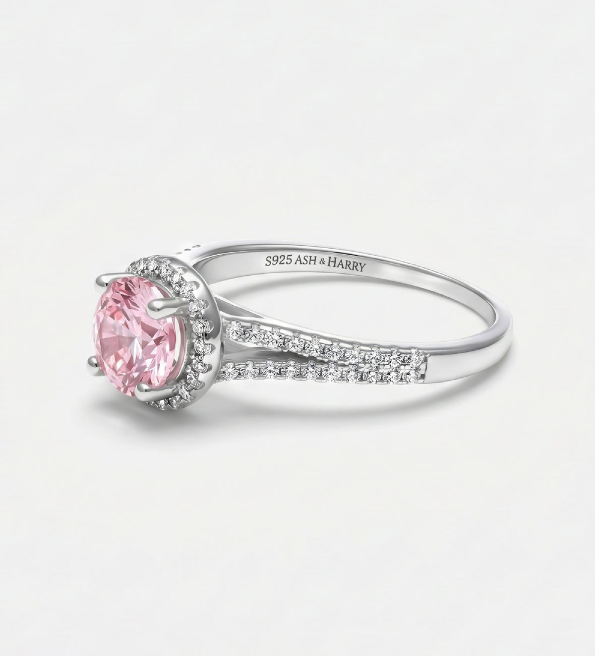 Frosted Sakura Ring in 925 Silver with High - Quality White and Pink Simulated Diamonds - Ash & Harry