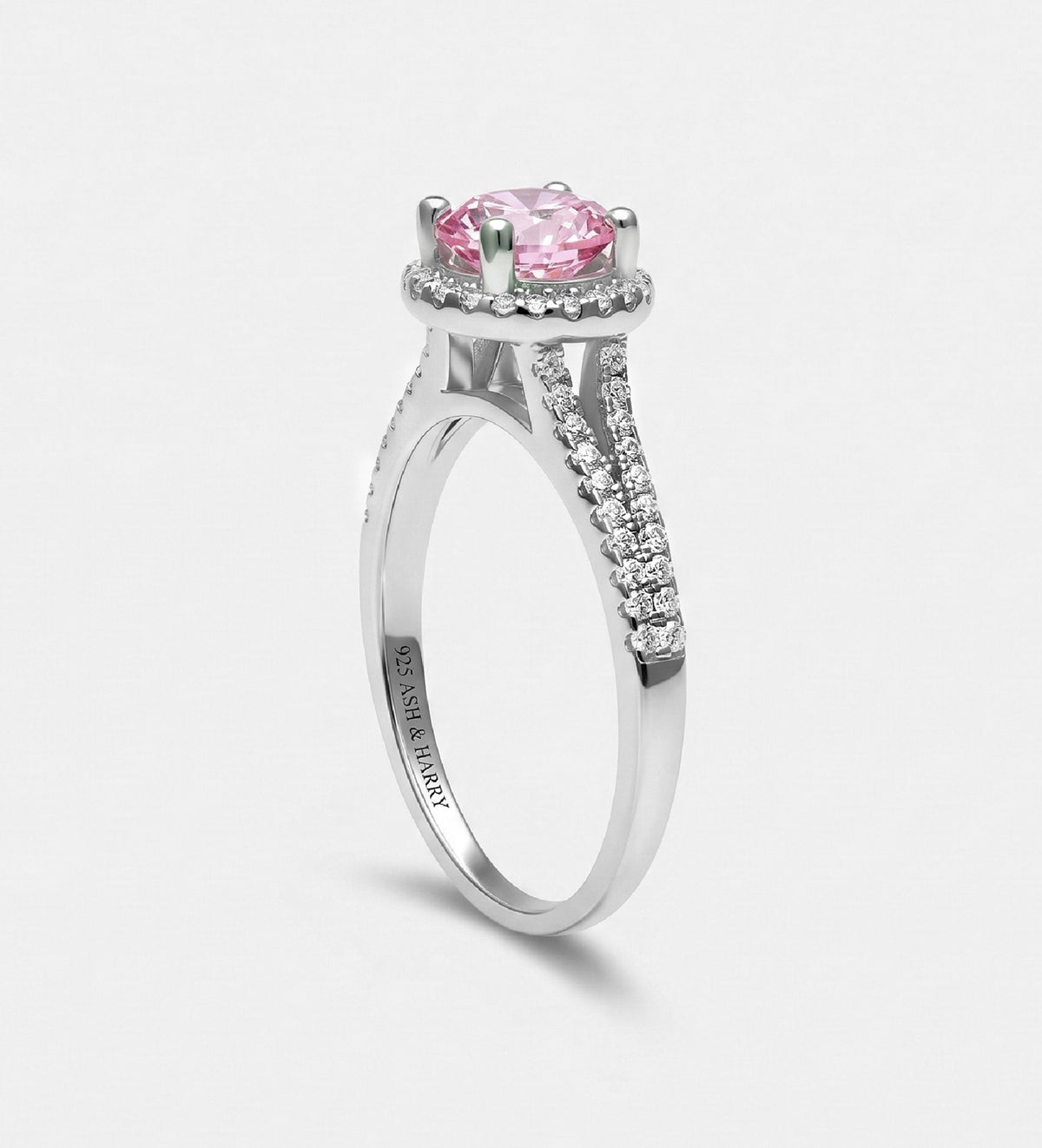Frosted Sakura Ring in 925 Silver with High - Quality White and Pink Simulated Diamonds - Ash & Harry