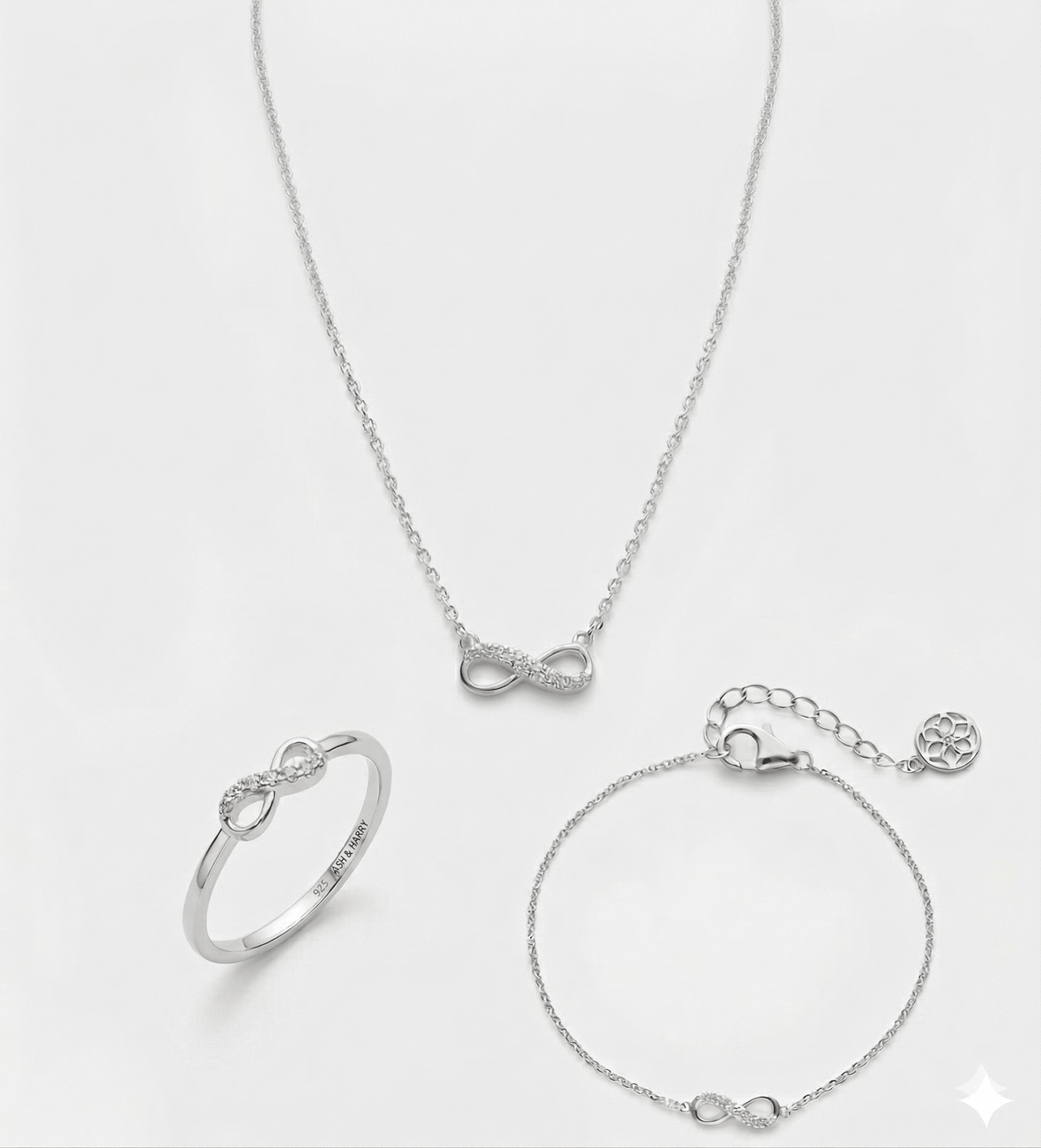 Mini Infinity Pave Full Set In Silver - 3 Items - Ash & Harry