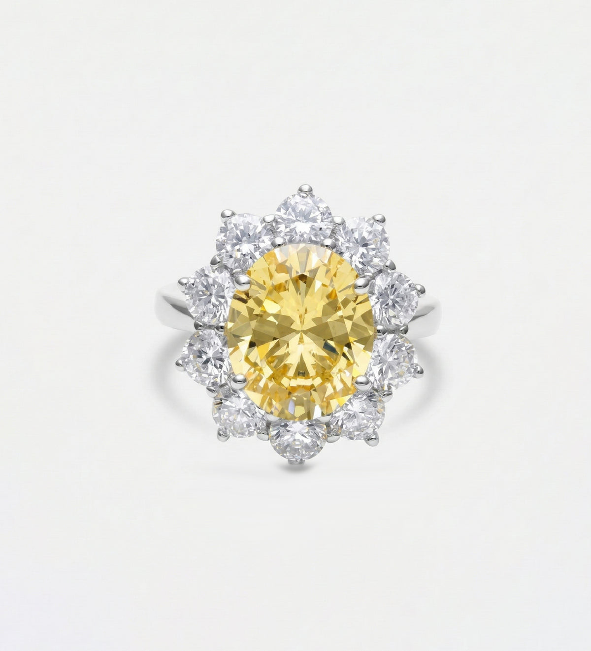 Golden Aura Ring in 925 Silver with High Quality Simulated White and Crafted Canary Diamonds - Ash & Harry