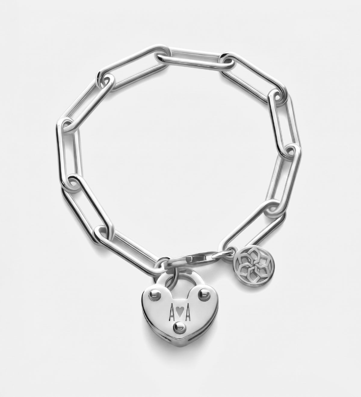 Heart Lock Bracelet in Rhodium Plating on 925 Silver - Ash & Harry