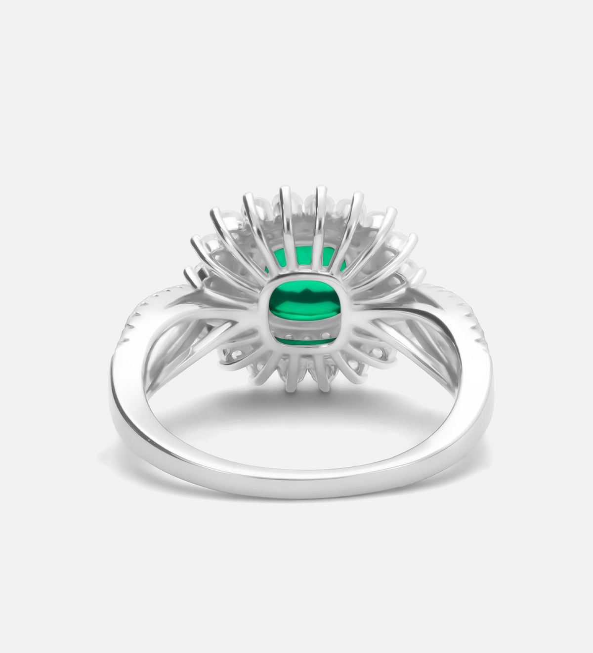 Imperial Emerald Crown Ring in 925 Silver High Quality Simulated Diamonds and Crafted Emerald Stone - Ash & Harry