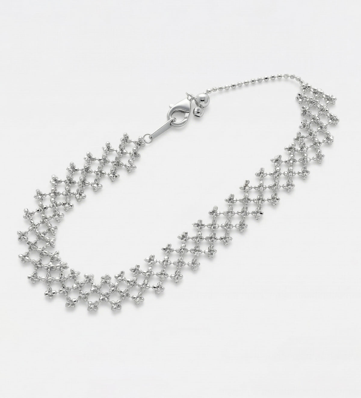 Italian Mesh Chain Bracelet in Rhodium Plating on 925 Silver - Ash & Harry