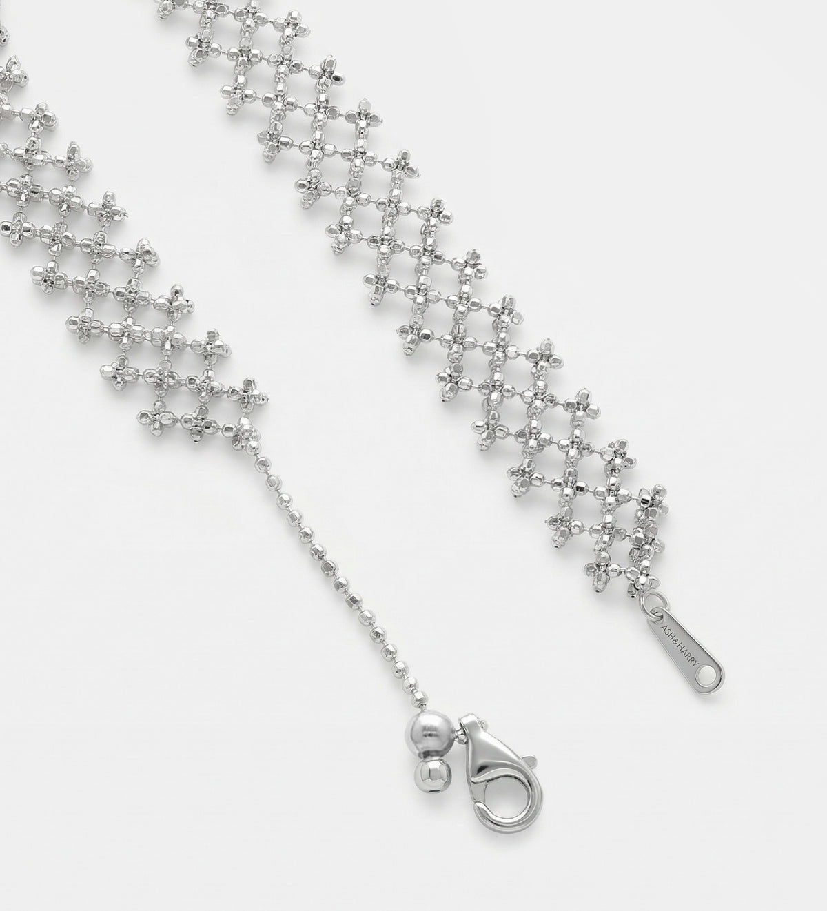 Italian Mesh Chain Bracelet in Rhodium Plating on 925 Silver - Ash & Harry