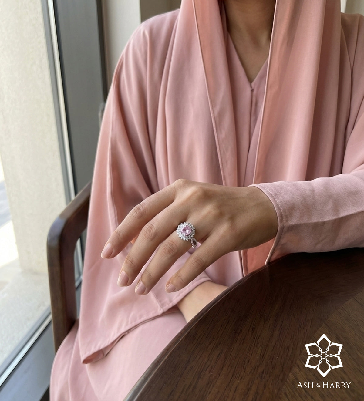 La Rosélle Crown Ring in 925 Silver with High Quality Simulated White and Pink Diamonds - Ash & Harry