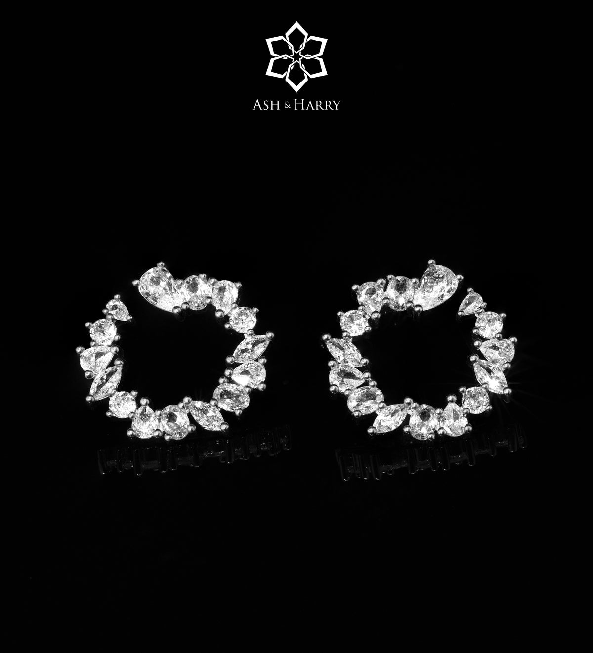 Laleh White Luxury Bridal Full Set with High Quality Simulated Stones Rhodium Plated - Ash & Harry