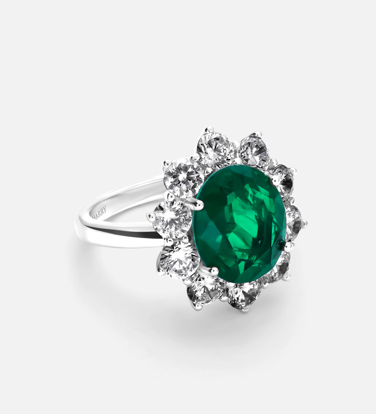 Majestic Emerald Ring in 925 Silver High Quality Simulated Diamonds and Emerald Stone - Ash & Harry