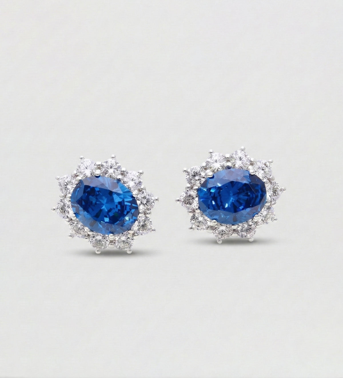 Majestic Sapphire Studs in 925 Silver High Quality Simulated Diamonds and Sapphire Stones - Ash & Harry