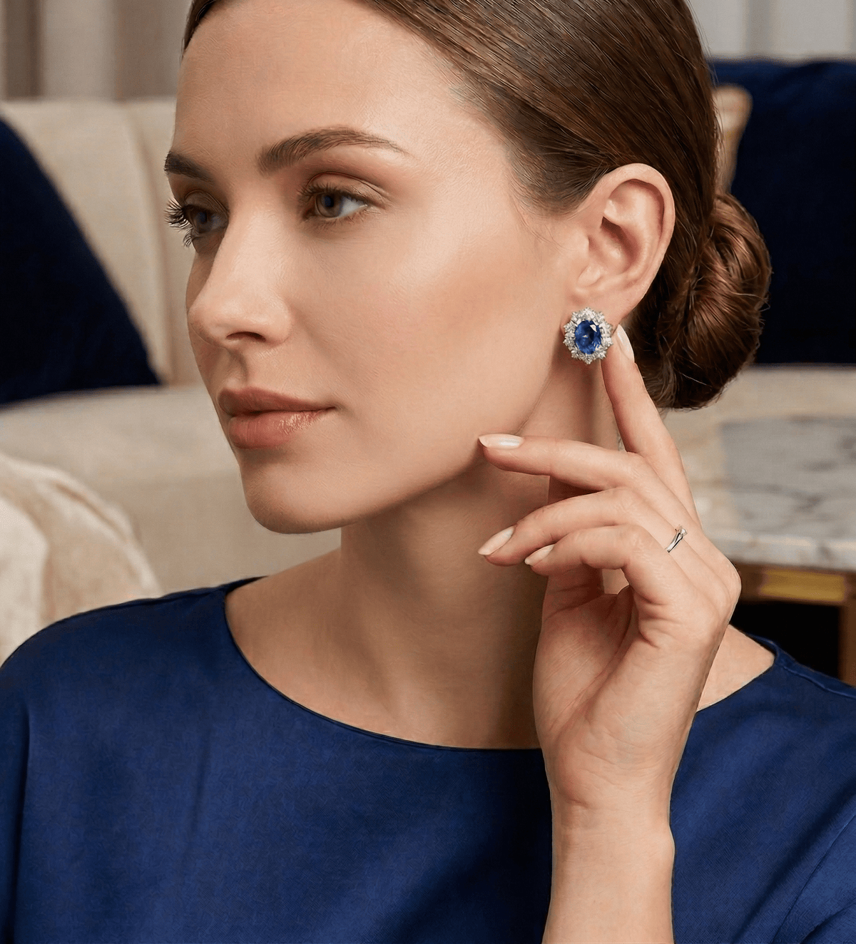 Majestic Sapphire Studs in 925 Silver High Quality Simulated Diamonds and Sapphire Stones - Ash & Harry