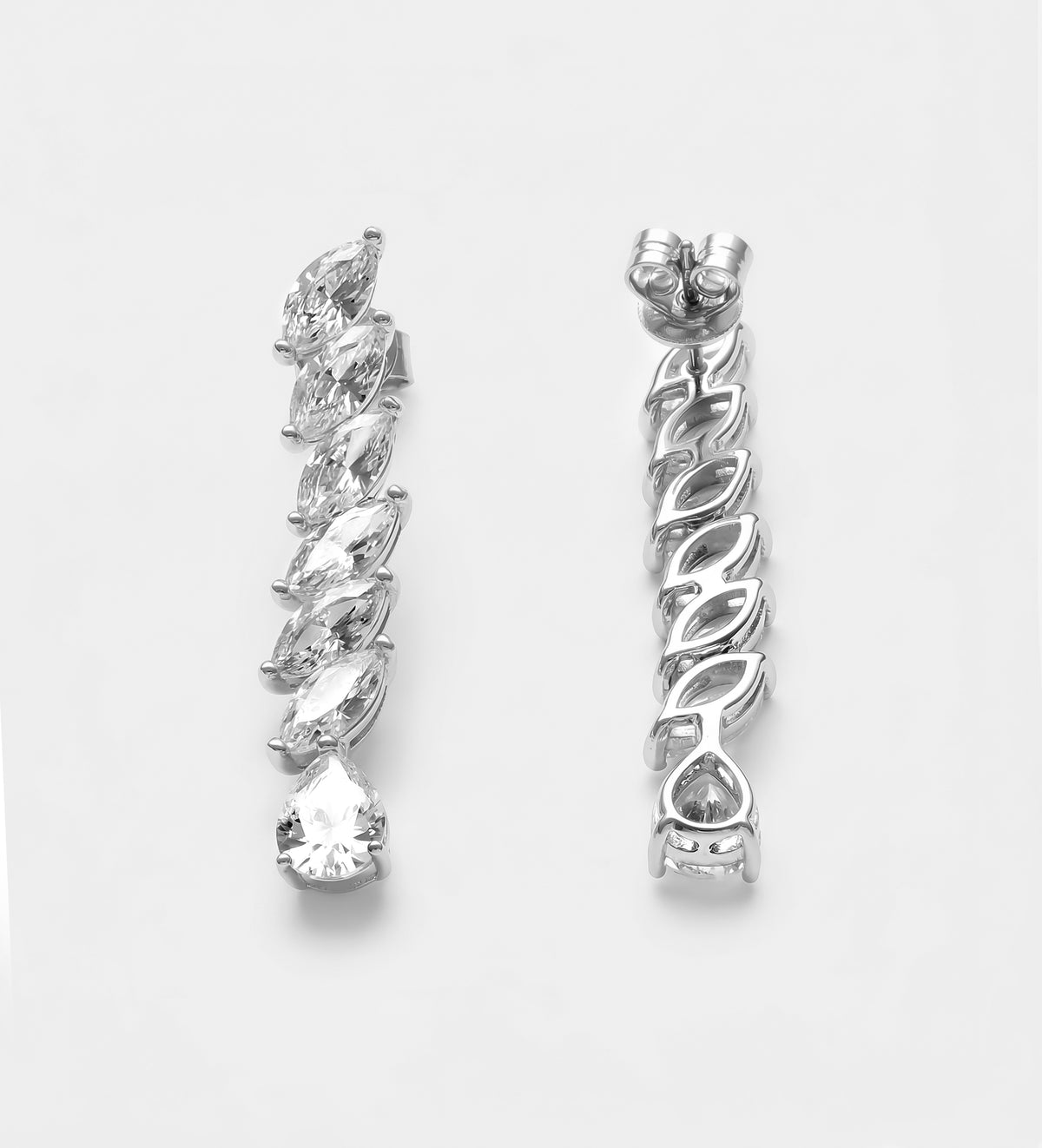 Marquise Cascade Drop Earrings with High Quality Certified Simulated Diamonds In 925 Silver - Ash & Harry