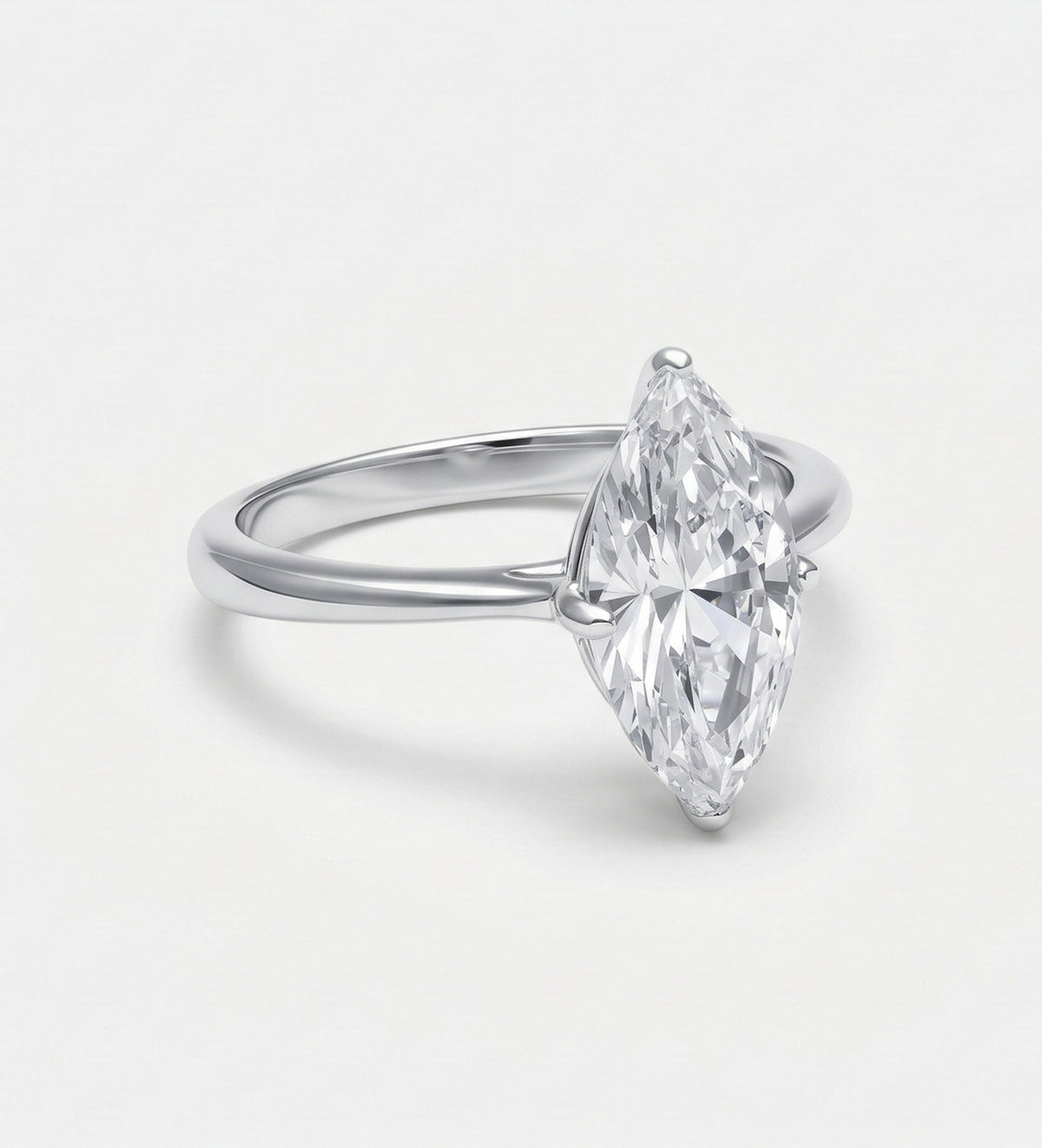 Marquise Solitaire Ring in 925 Silver with High - Quality White Simulated Diamond - Ash & Harry