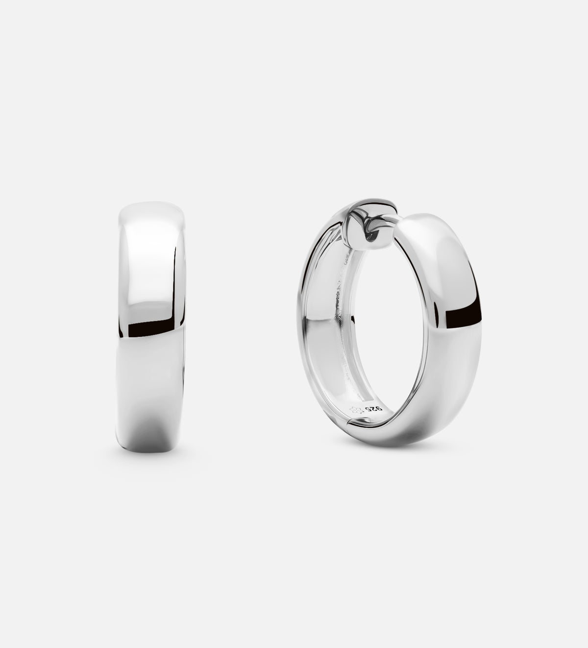 Bold Medium Hoops in Rhodium Plating on 925 Silver - Ash & Harry