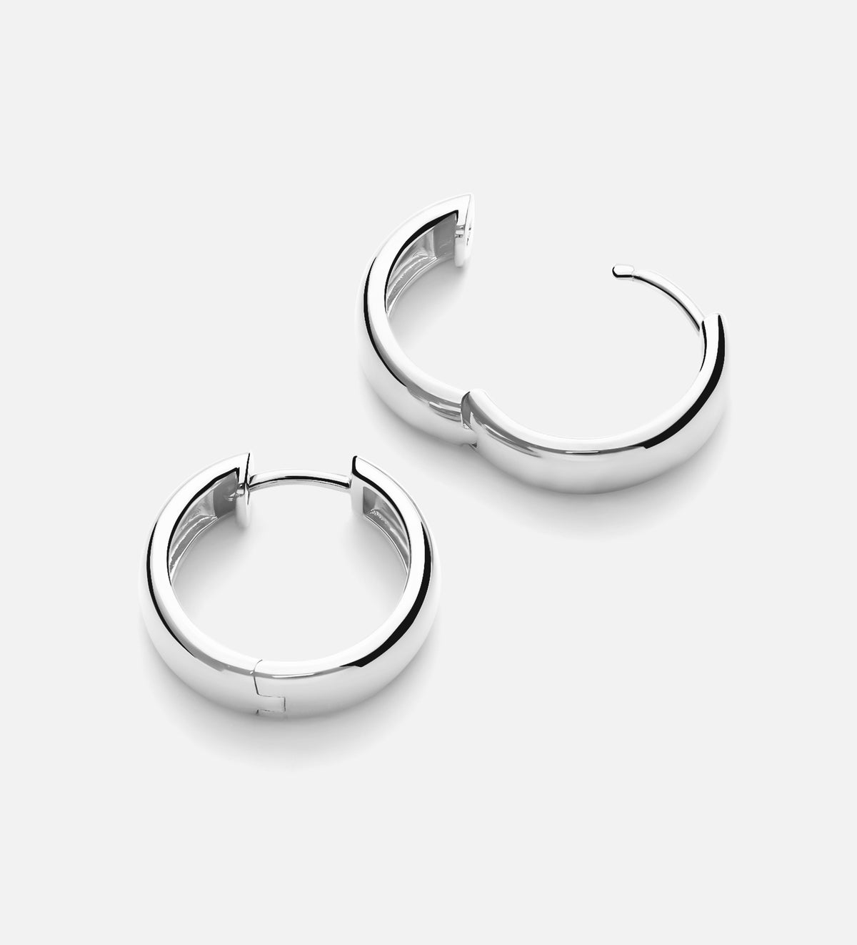 Bold Medium Hoops in Rhodium Plating on 925 Silver - Ash & Harry