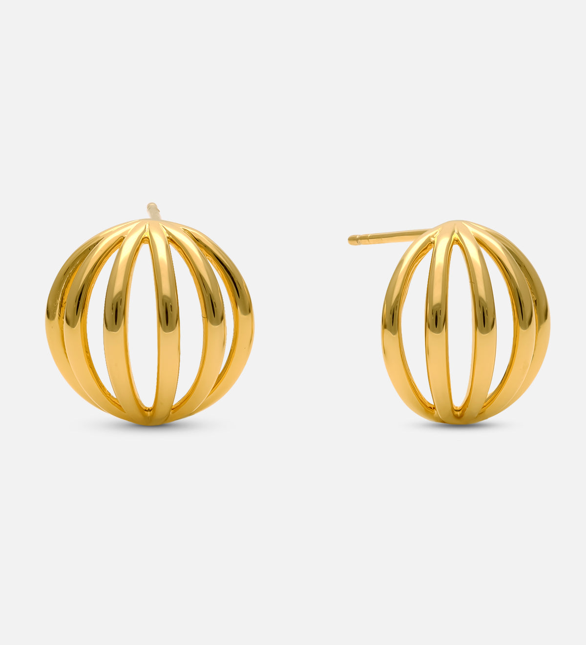 Caged Stud Earrings in 18k Gold Plating on 925 Silver - Ash & Harry