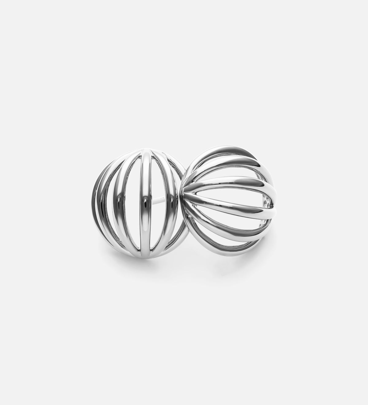 Caged Stud Earrings in Rhodium Plating on 925 Silver - Ash & Harry