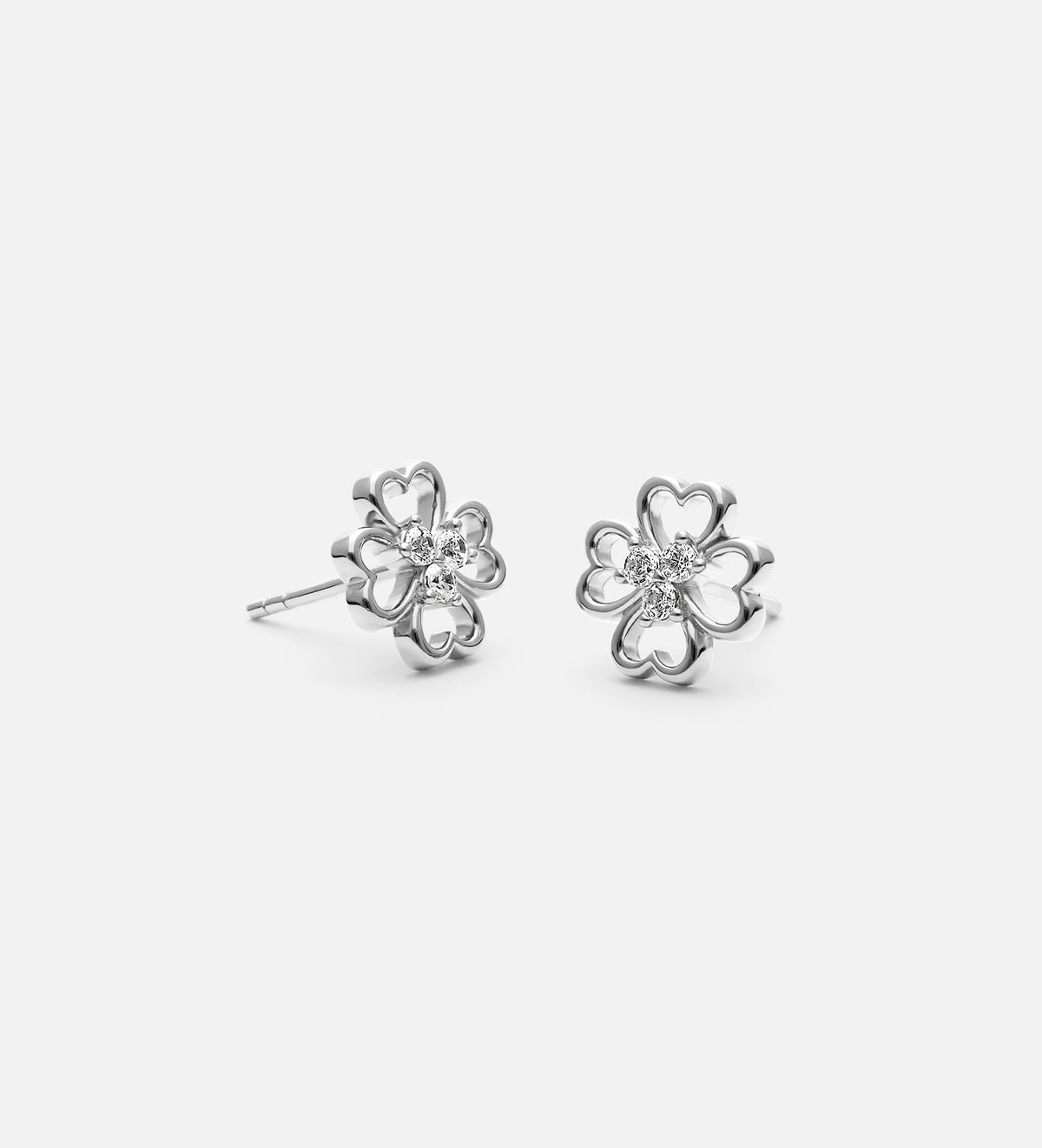 Lucky Clover Earrings in Rhodium Plating on 925 Silver - Ash & Harry