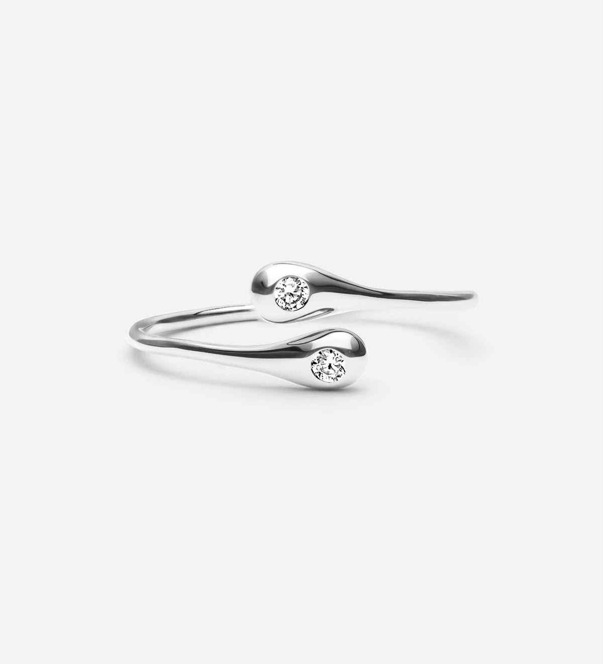Dew Drops Open Ring in Rhodium Plating on 925 Silver - Ash & Harry