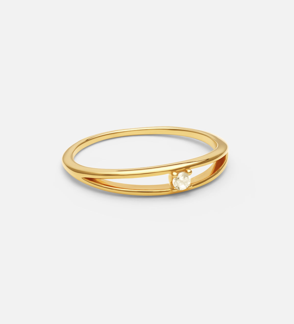 Double Band Solitaire Ring in 18k Gold Plating on 925 Silver - Ash & Harry
