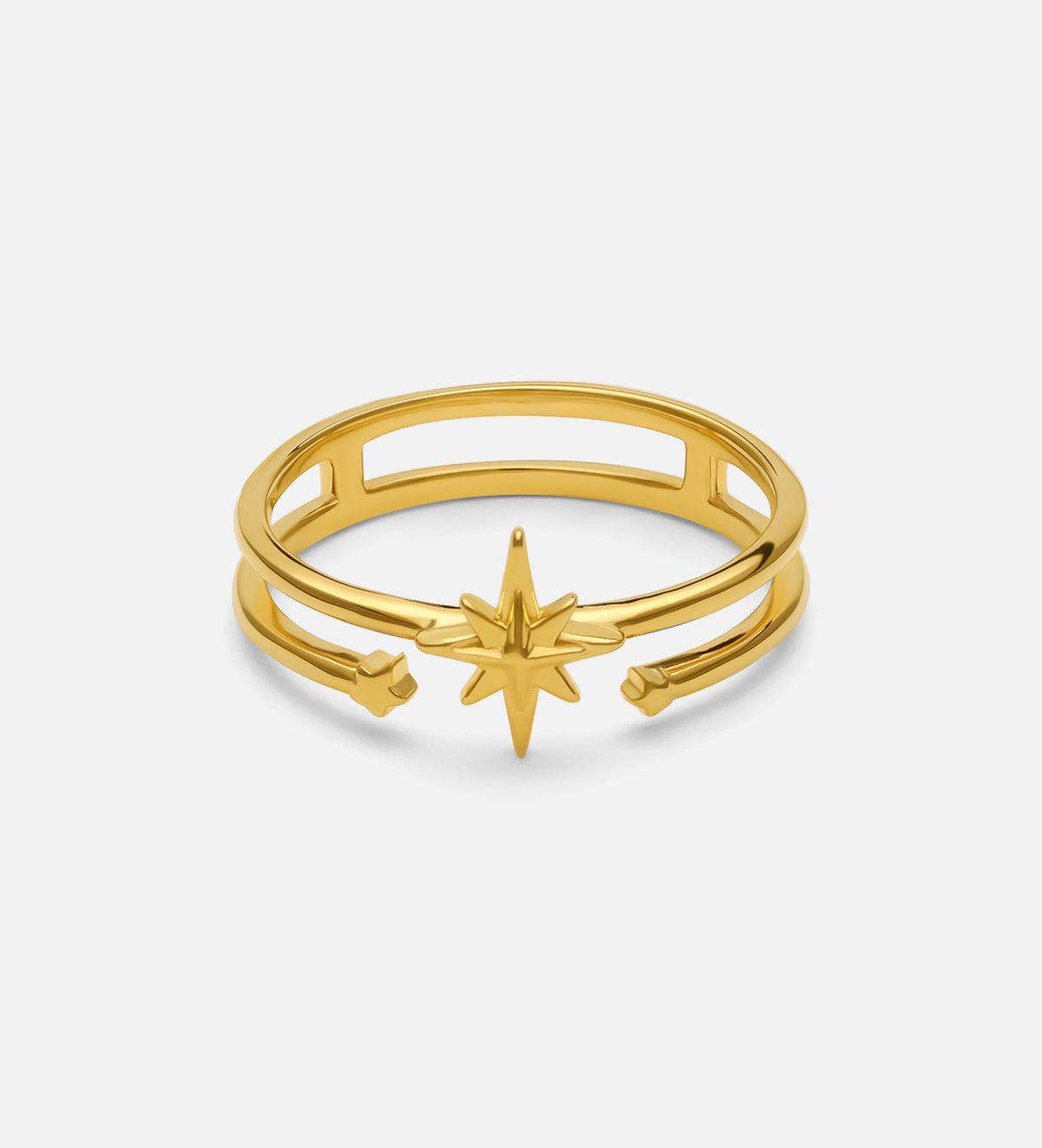 Double Band Starburst Ring in 18k Gold Plating on 925 Silver - Ash & Harry