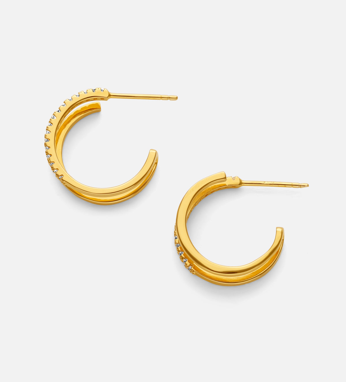 Double Huggie Earrings in 18k Gold Plating on 925 Silver - Ash & Harry