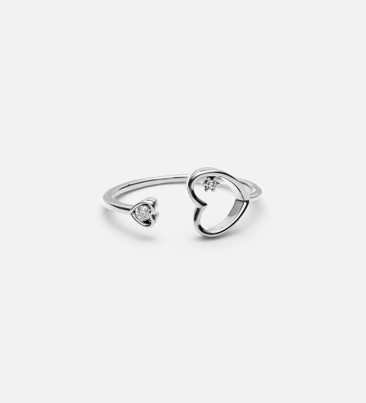 Heart to Heart Ring in Rhodium Plating on 925 Silver - Ash & Harry