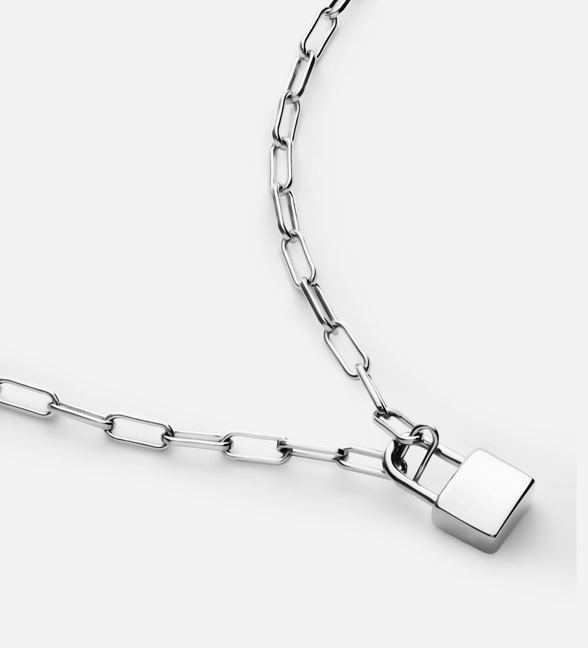 Lock Necklace in Rhodium Plating on 925 Silver - Ash & Harry