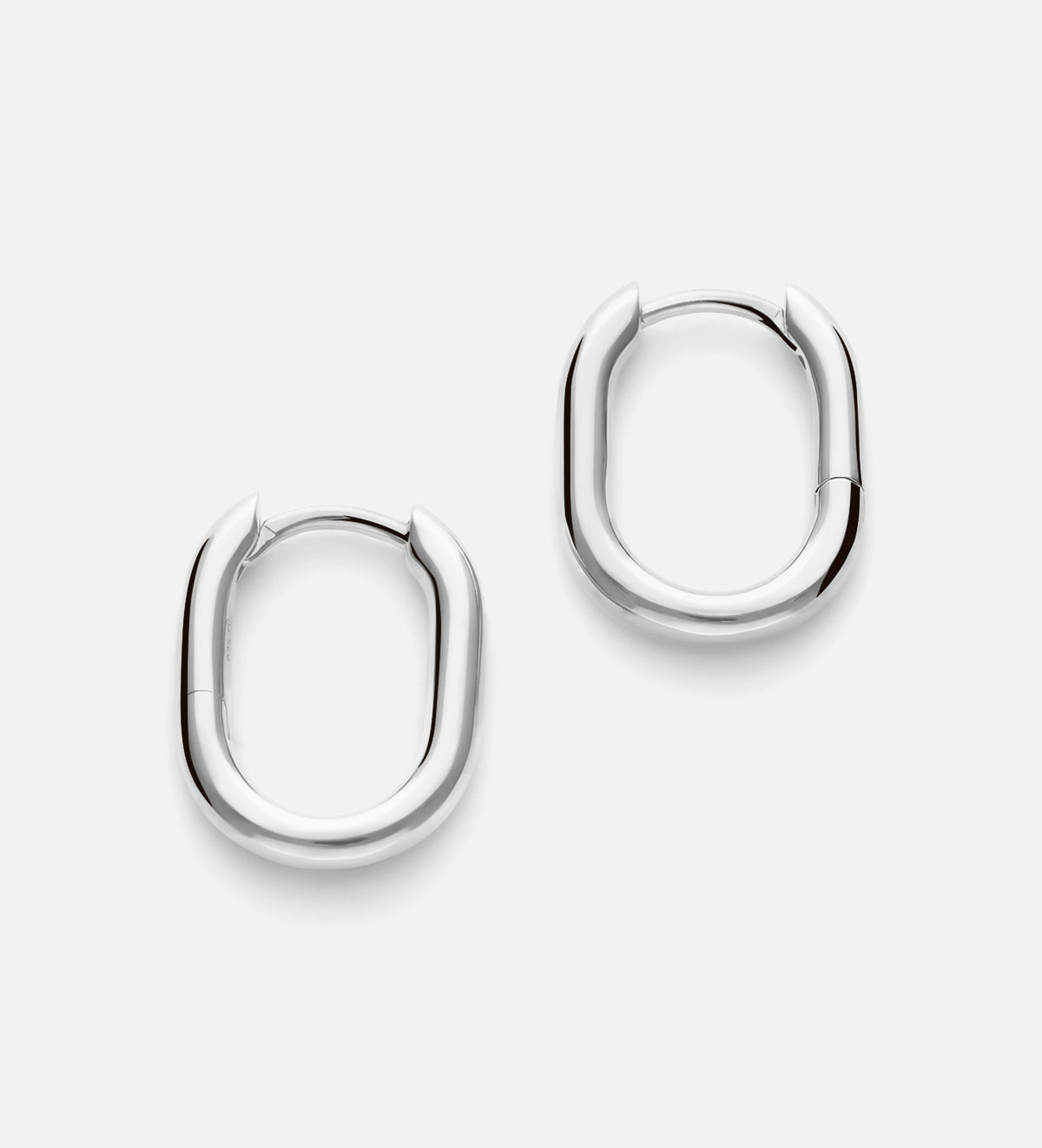 Oval Hanging Hoops in Rhodium Plating on 925 Silver - Ash & Harry